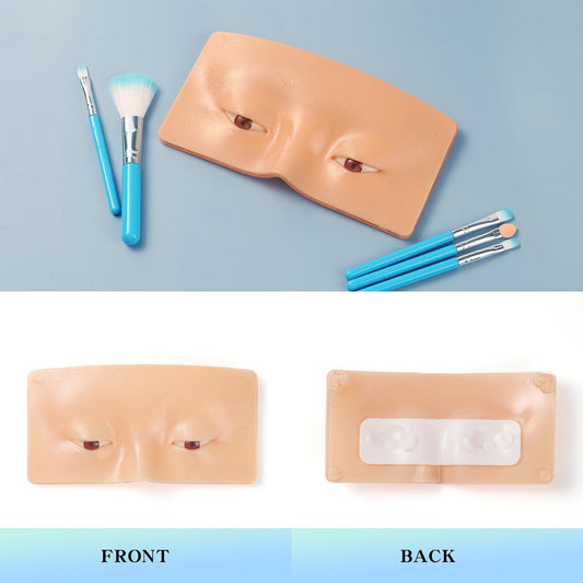 Makeup Practice Face Board, 3D Reusable Silicone Make up Mannequin Face with 5PCS Makeup Brush, Eye Make up Practice Board for Beginner or Professional Enthusiasts