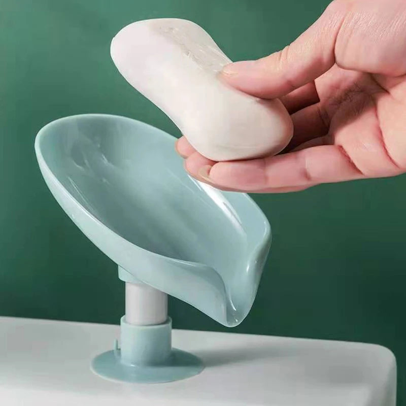 1Pcs Drain Soap Holder Leaf Shape Soap Box Suction Cup Tray Drying Rack for Shower Sponge Container Kitchen Bathroom Accessories