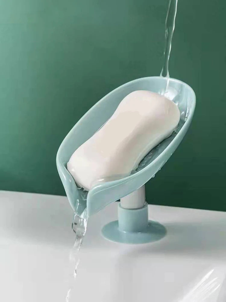 1Pcs Drain Soap Holder Leaf Shape Soap Box Suction Cup Tray Drying Rack for Shower Sponge Container Kitchen Bathroom Accessories